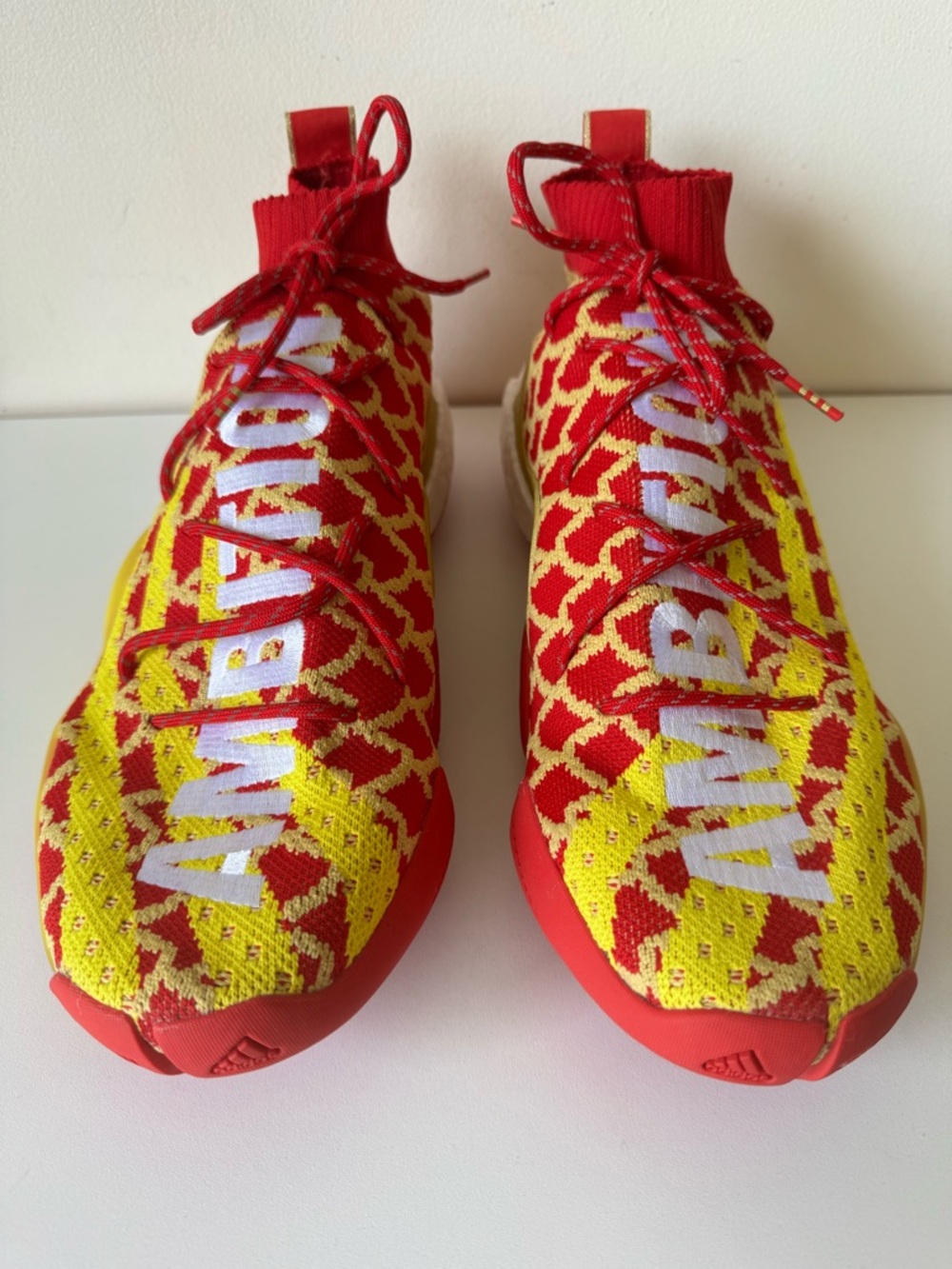 Adidas Pharrell Williams Crazy BYW Ambition Red Yellow Sneakers Mens Size 13